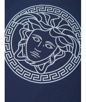 Versace Boys Medusa Logo T-Shirt in Navy français