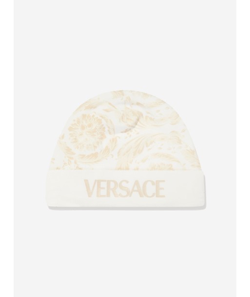 Versace Baby Barocco Beanie Hat in White Economisez 