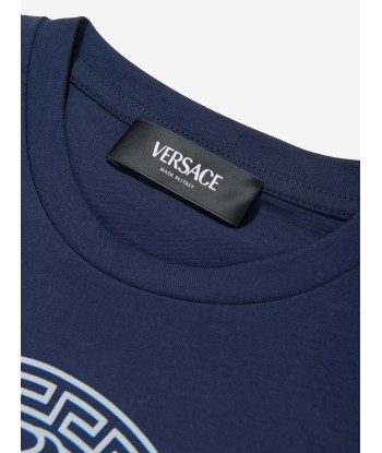 Versace Boys Medusa Logo T-Shirt in Navy français