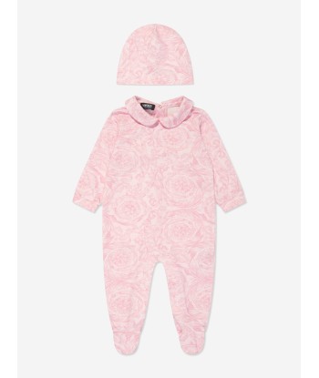 Versace Baby Girls Barocco Babygrow Gift Set in Pink Véritable concentré