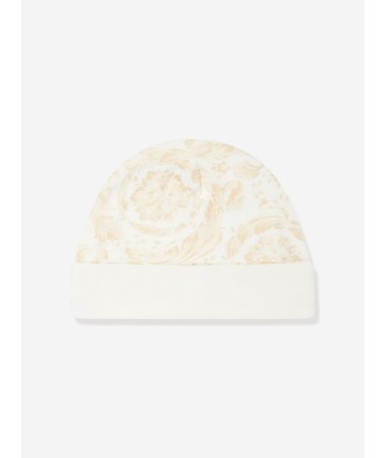 Versace Baby Barocco Beanie Hat in White Economisez 