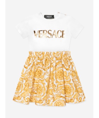 Versace Baby Girls Barocco Logo Jersey Dress in Gold Economisez 