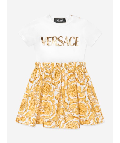 Versace Baby Girls Barocco Logo Jersey Dress in Gold Economisez 