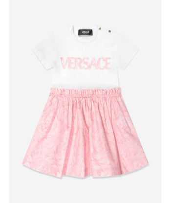 Versace Baby Girls Barocco Logo Jersey Dress in Pink vous aussi creer 