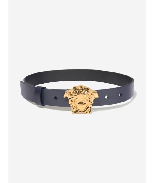 Versace Kids Leather Medusa Buckle Belt in Navy Les magasins à Paris et en Île-de-France