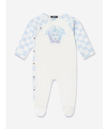 Versace Baby Boys Damier Medusa Babygrow in Blue du meilleur 