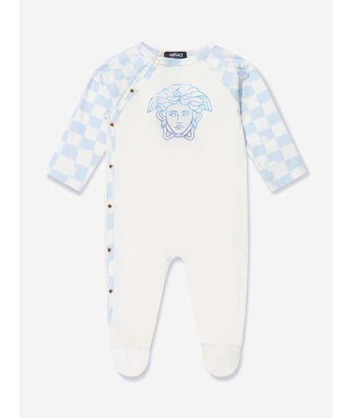 Versace Baby Boys Damier Medusa Babygrow in Blue du meilleur 