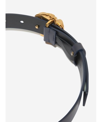 Versace Kids Leather Medusa Buckle Belt in Navy Les magasins à Paris et en Île-de-France