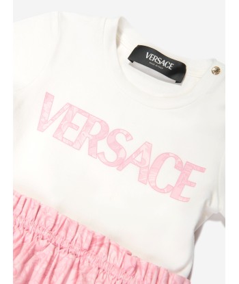 Versace Baby Girls Barocco Logo Jersey Dress in Pink vous aussi creer 