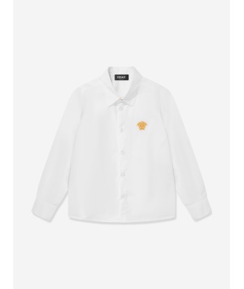 Versace Boys Medusa Logo Shirt in White ou a consommer sur place