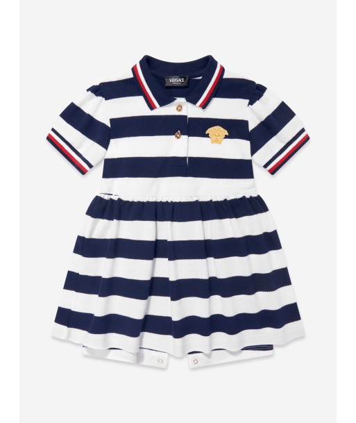 Versace Baby Girls Striped Medusa Logo Dress in Navy 2 - 3 jours ouvrés.