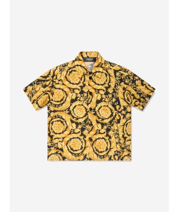 Versace Boys Barocco Print Shirt in Gold sur le site 