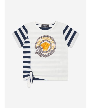 Versace Girls Striped Nautical T-Shirt in White de votre