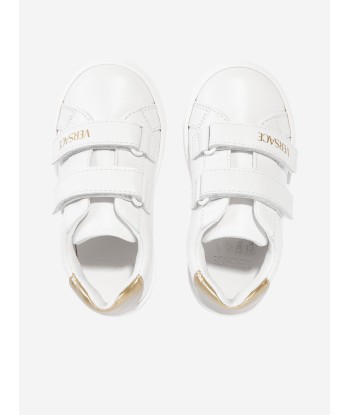 Versace Kids Leather Velcro Strap Trainers in White livraison et retour toujours gratuits