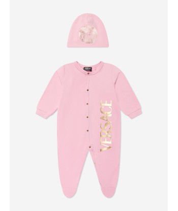 Versace Baby Girls Logo Babygrow Gift Set in Pink destockage