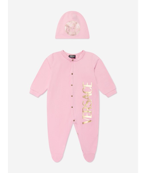 Versace Baby Girls Logo Babygrow Gift Set in Pink destockage