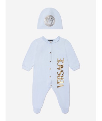 Versace Baby Boys Logo Babygrow Gift Set in Blue vente chaude votre 