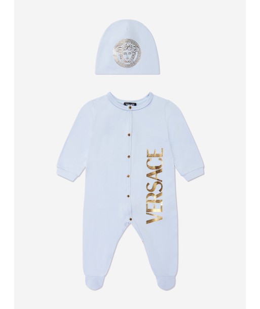 Versace Baby Boys Logo Babygrow Gift Set in Blue vente chaude votre 