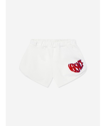 Versace Girls Embroidered Logo Shorts in White le concept de la Pate a emporter 