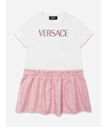 Versace Girls Barocco Diamante Logo Dress in Pink Par le système avancé 