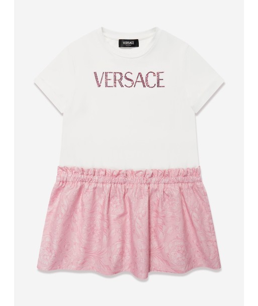 Versace Girls Barocco Diamante Logo Dress in Pink Par le système avancé 