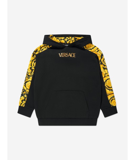 Versace Boys Barocco Logo Hoodie in Black livraison gratuite