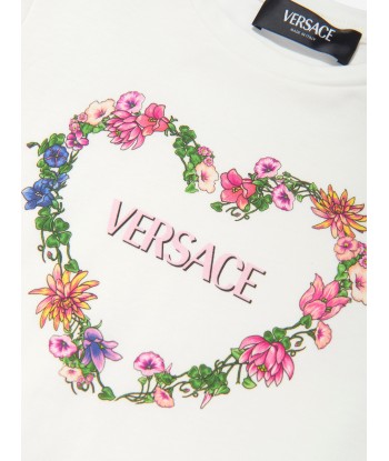 Versace Girls Damier Flowers Jersey Dress in White online