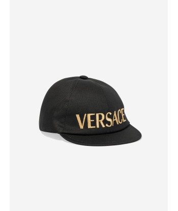 Versace Kids Embroidered Logo Cap in Black basket pas cher