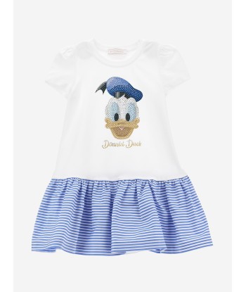 Monnalisa Girls Donald Duck Jersey Dress in White la chaussure