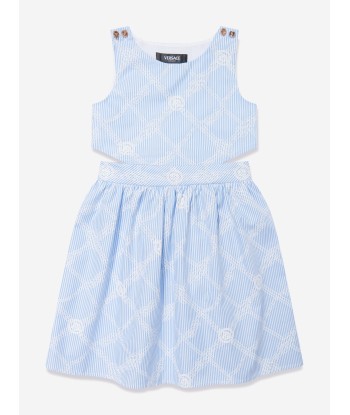 Versace Girls Rope Logo Print Dress in Blue les ctes