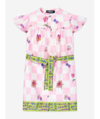 Versace Girls Silk Damier Flowers Shirt Dress in Pink suggérées chez