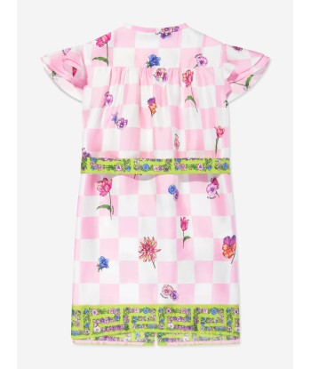 Versace Girls Silk Damier Flowers Shirt Dress in Pink suggérées chez