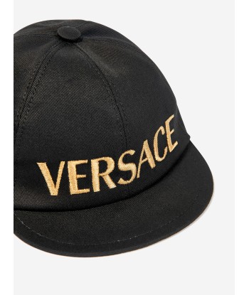 Versace Kids Embroidered Logo Cap in Black basket pas cher