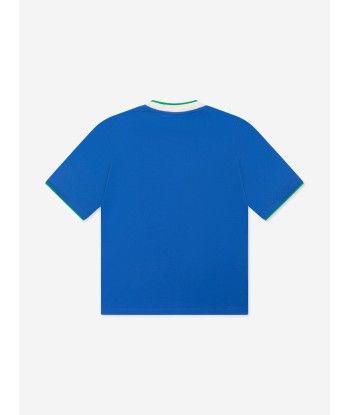 Versace Boys Jersey And Net Logo T-Shirt in Blue les muscles