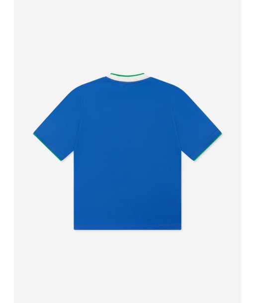 Versace Boys Jersey And Net Logo T-Shirt in Blue les muscles