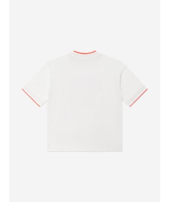 Versace Boys Jersey And Net Logo T-Shirt in White Faites des économies