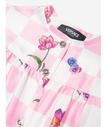 Versace Girls Silk Damier Flowers Shirt Dress in Pink suggérées chez