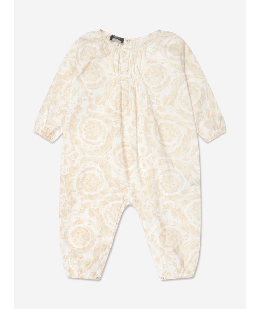 Versace Baby Barocco Print Romper in Gold 2024