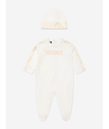 Versace Baby Barocco Bodysuit Gift Set in White Profitez des Offres !