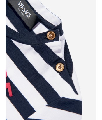 Versace Girls Nautical Striped Logo Dress in Navy l'évolution des habitudes 