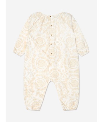 Versace Baby Barocco Print Romper in Gold 2024