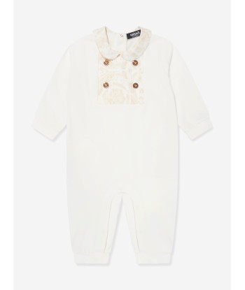 Versace Baby Barocco Romper in White les muscles