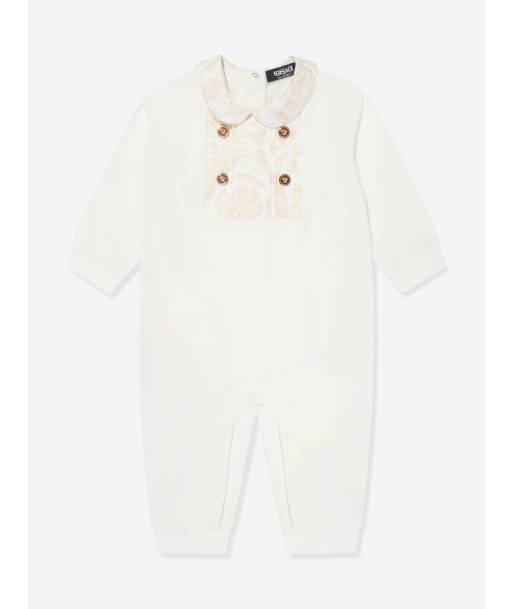 Versace Baby Barocco Romper in White les muscles