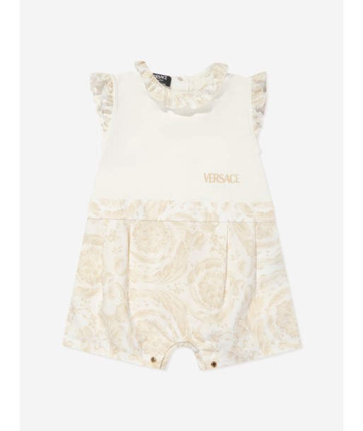 Versace Baby Barocco Logo Romper in Beige votre