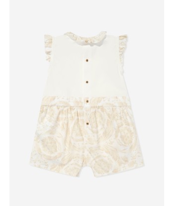 Versace Baby Barocco Logo Romper in Beige votre