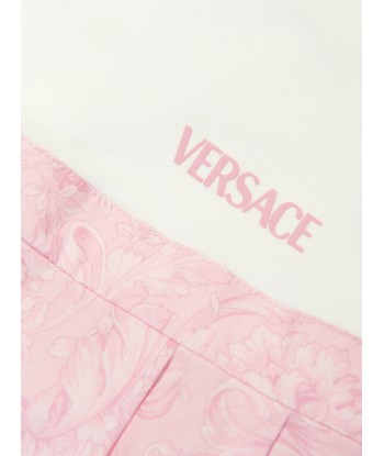 Versace Baby Girls Barocco Logo Romper in Pink français