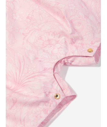 Versace Baby Girls Barocco Logo Romper in Pink français