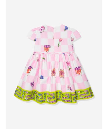 Versace Baby Girls Damier Flower Dress in White solde