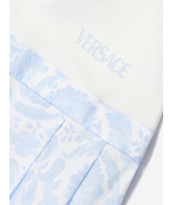 Versace Baby Boys Barocco Logo Romper in Blue commande en ligne