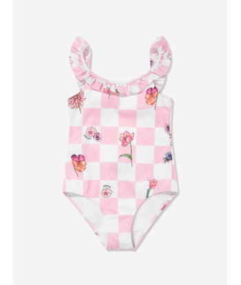 Versace Girls Damier Flowers Swimsuit in Pink le concept de la Pate a emporter 